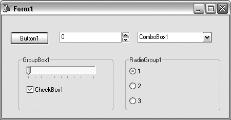 Интерфейс приложения, скомпилированного в Delphi 7 с использованием XPMan
